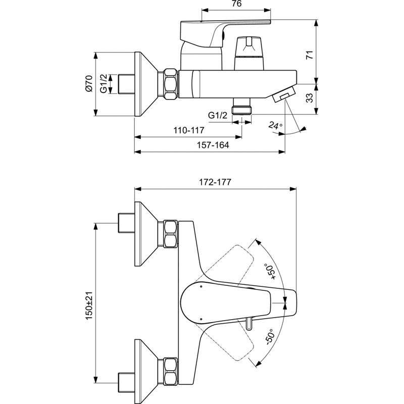 Смеситель для ванны Ideal Standard Cerafine Model D BC494AA (хром)