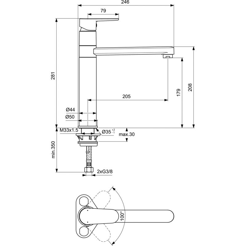 Смеситель для раковины Ideal Standard Cerafine Model O BC501XG черный матовый