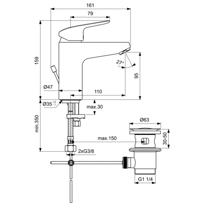 Набор смесителей для ванны Ideal Standard Ceraflex 3 в 1, хром