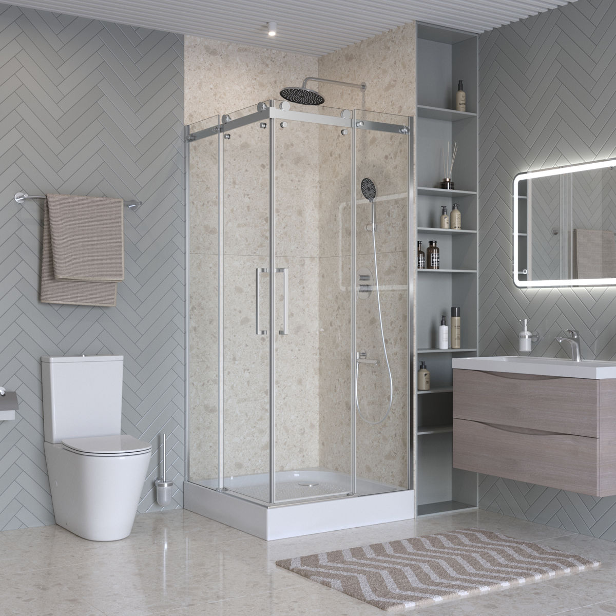 Душевой уголок BelBagno MARINO-2-A-2-90-C-CR