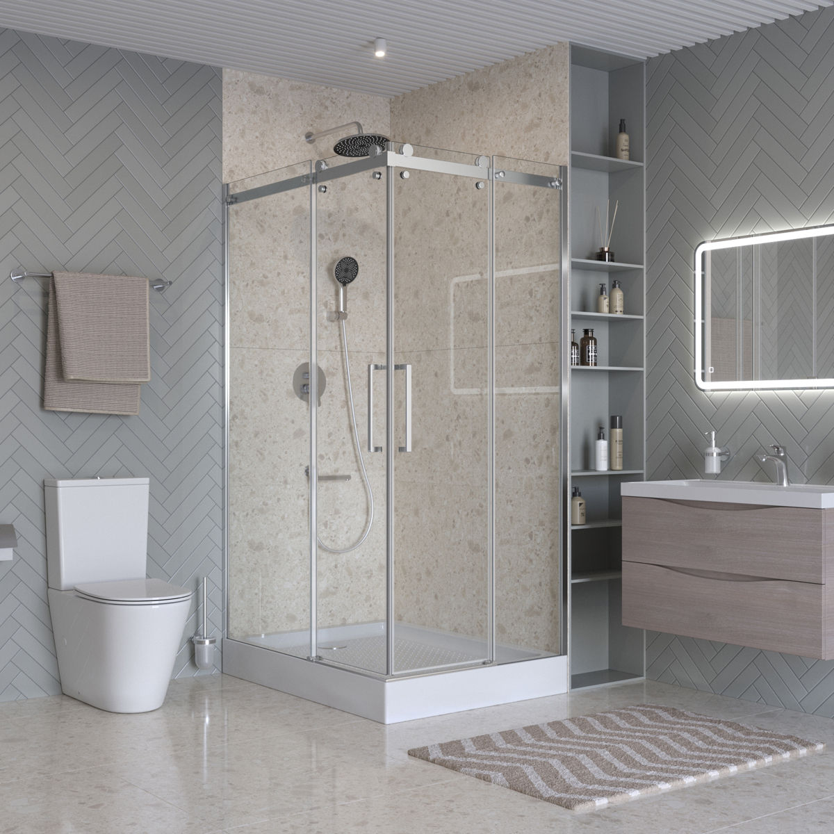 Душевой уголок BelBagno MARINO-2-AH-2-120/90-C-CR
