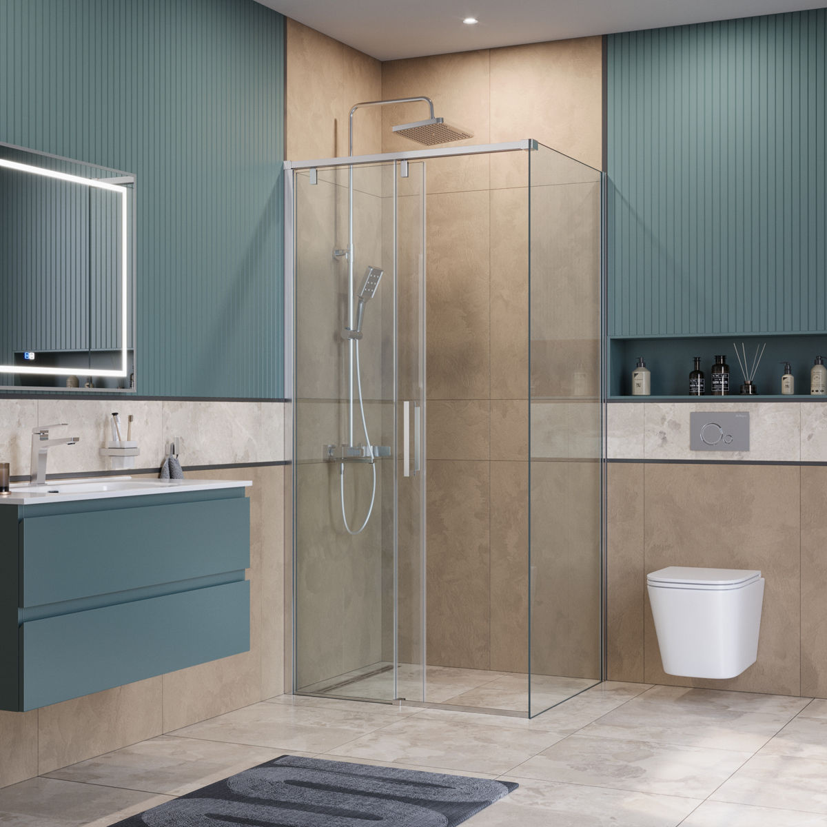 Душевой уголок BelBagno SOFT_CLOSE-1-AH-1-100/80-C-Cr
