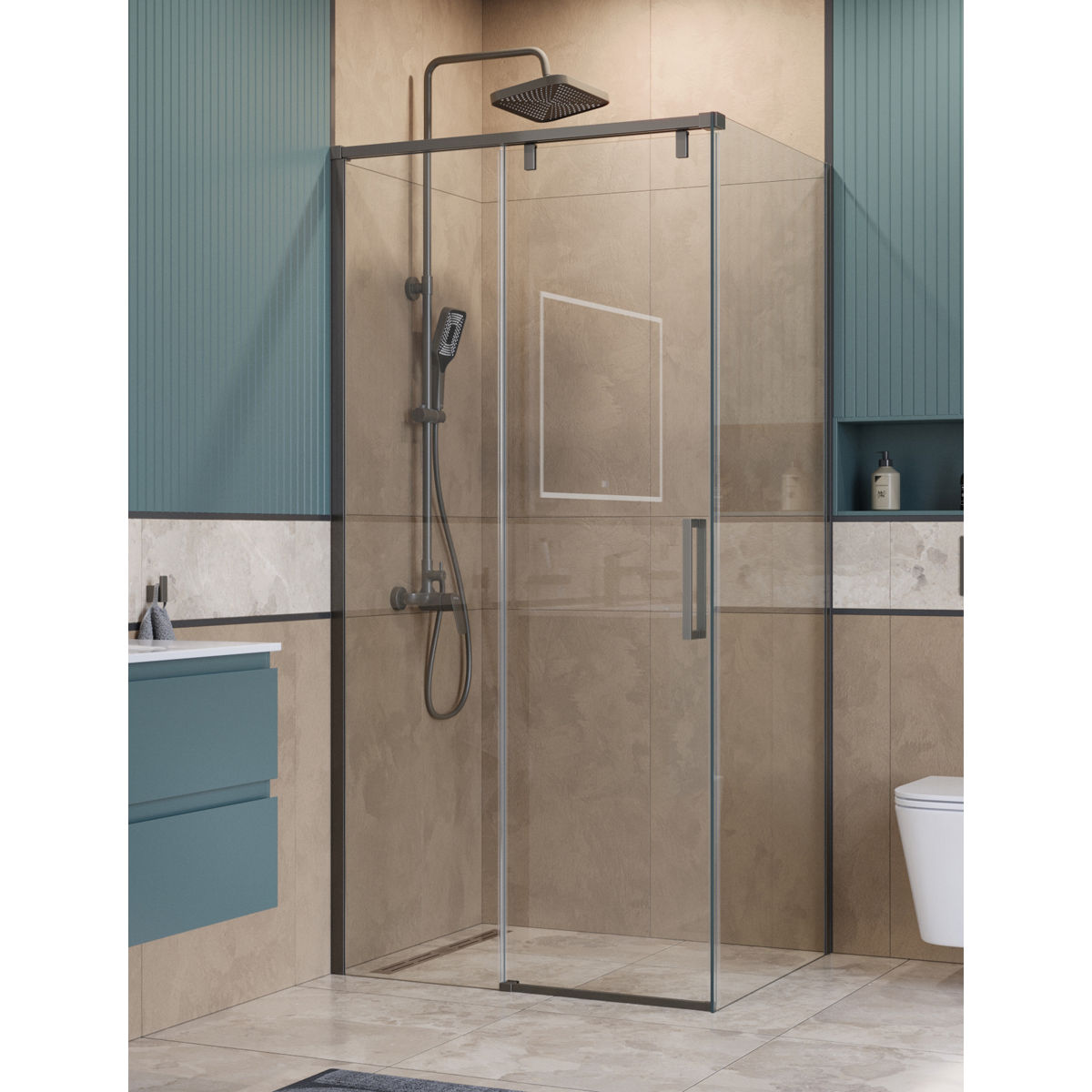 Душевой уголок BelBagno SOFT_CLOSE-1-AH-1-100/90-C-GM