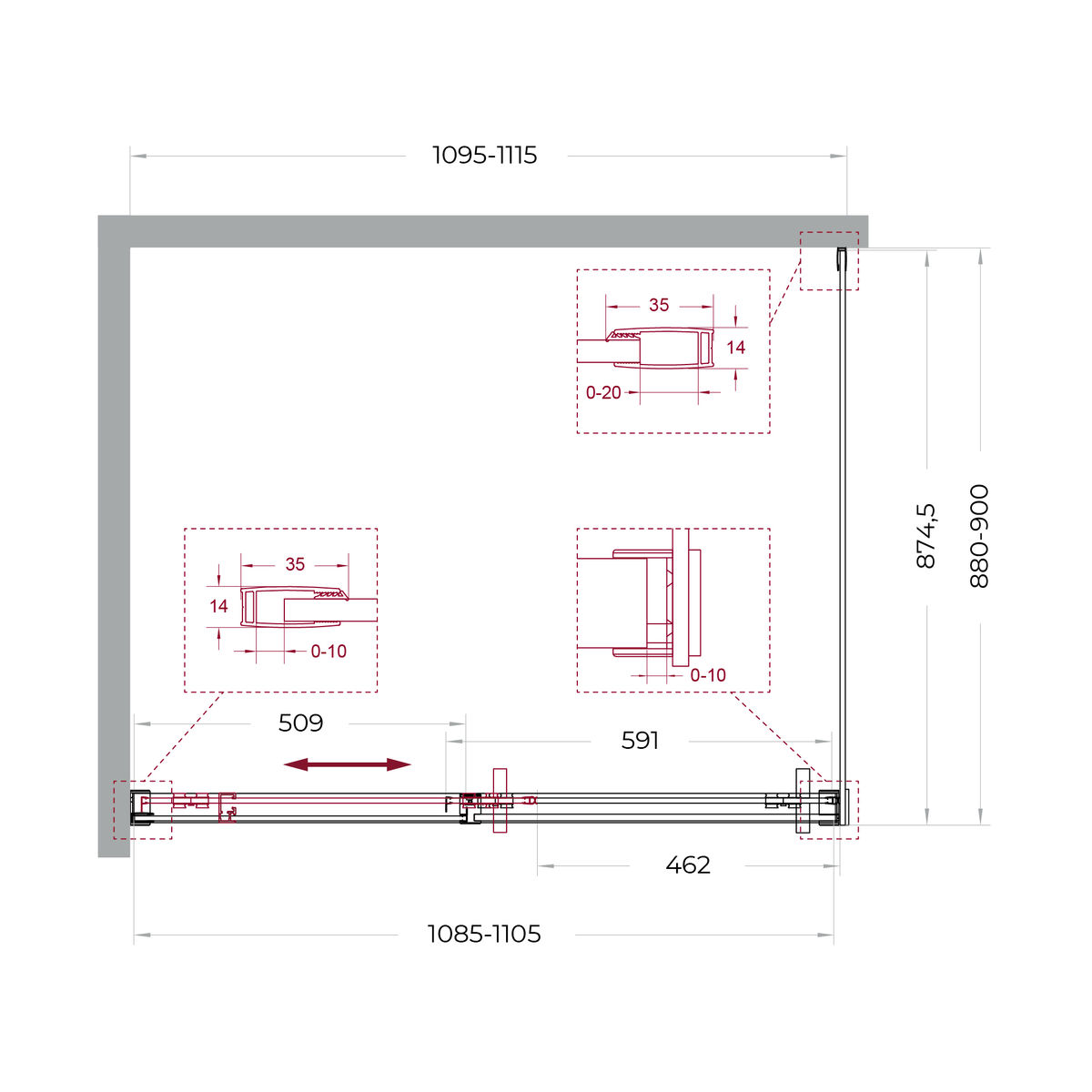 Душевой уголок BelBagno SOFT_CLOSE-1-AH-1-110/90-C-Cr