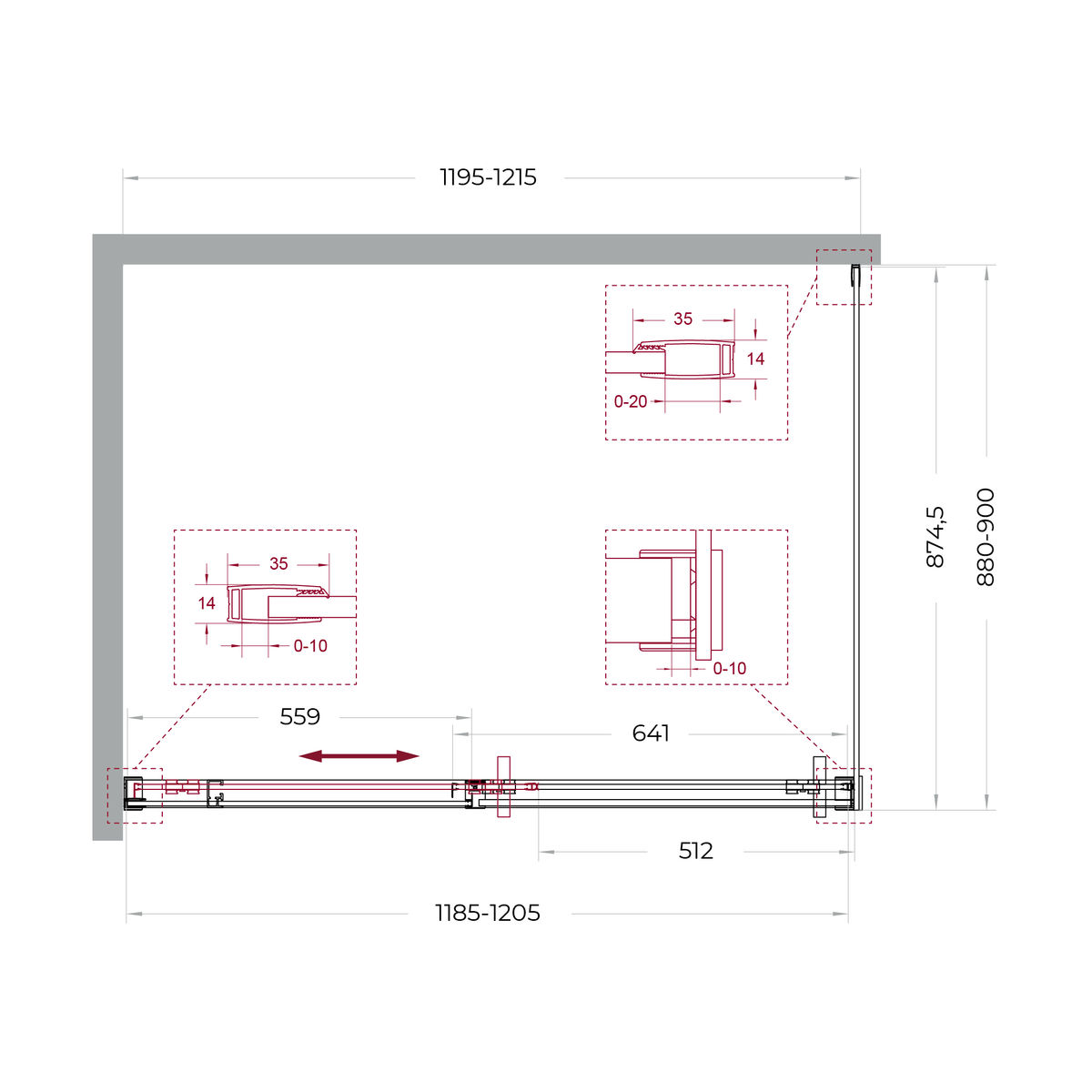 Душевой уголок BelBagno SOFT_CLOSE-1-AH-1-120/90-C-GM