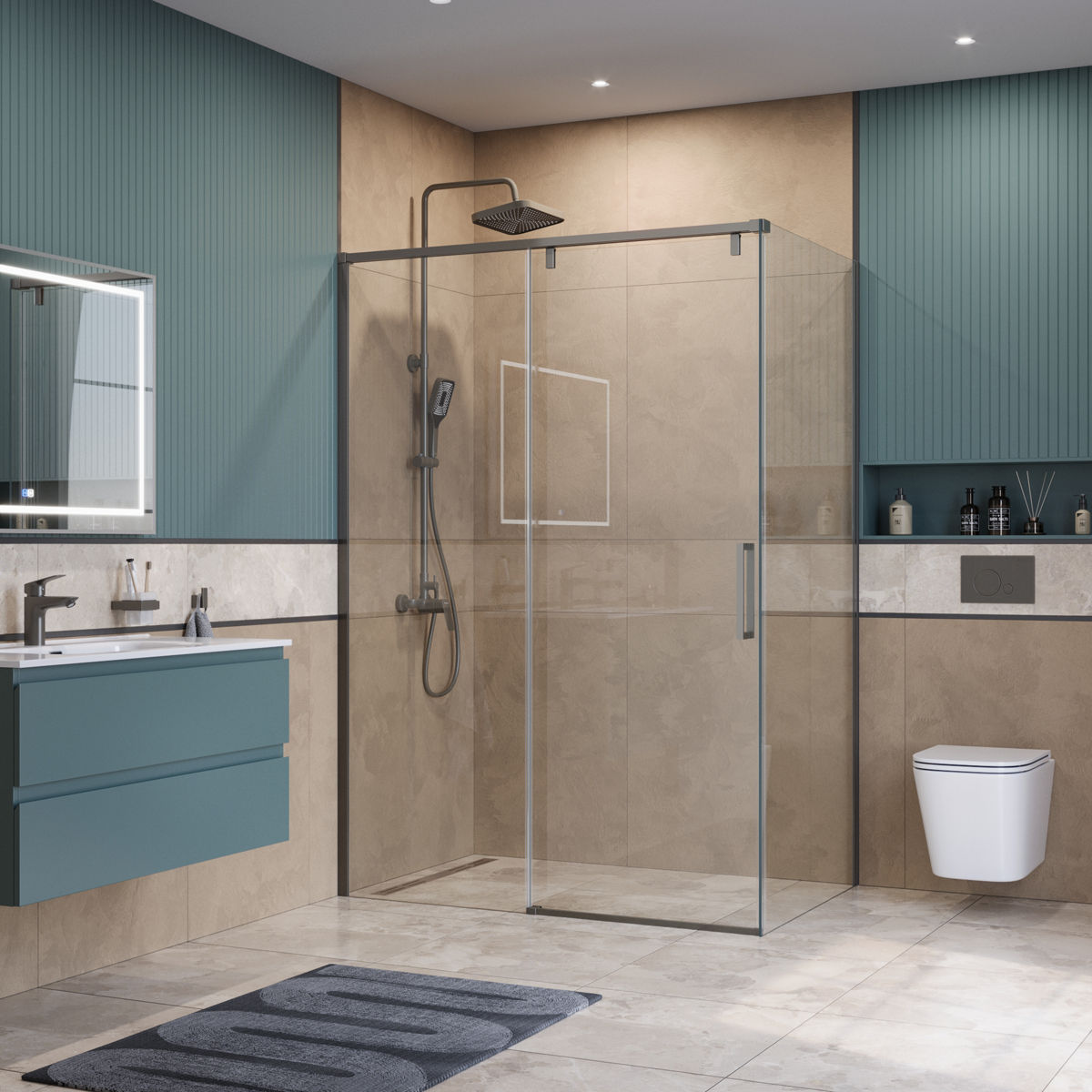 Душевой уголок BelBagno SOFT_CLOSE-1-AH-1-130/80-C-GM