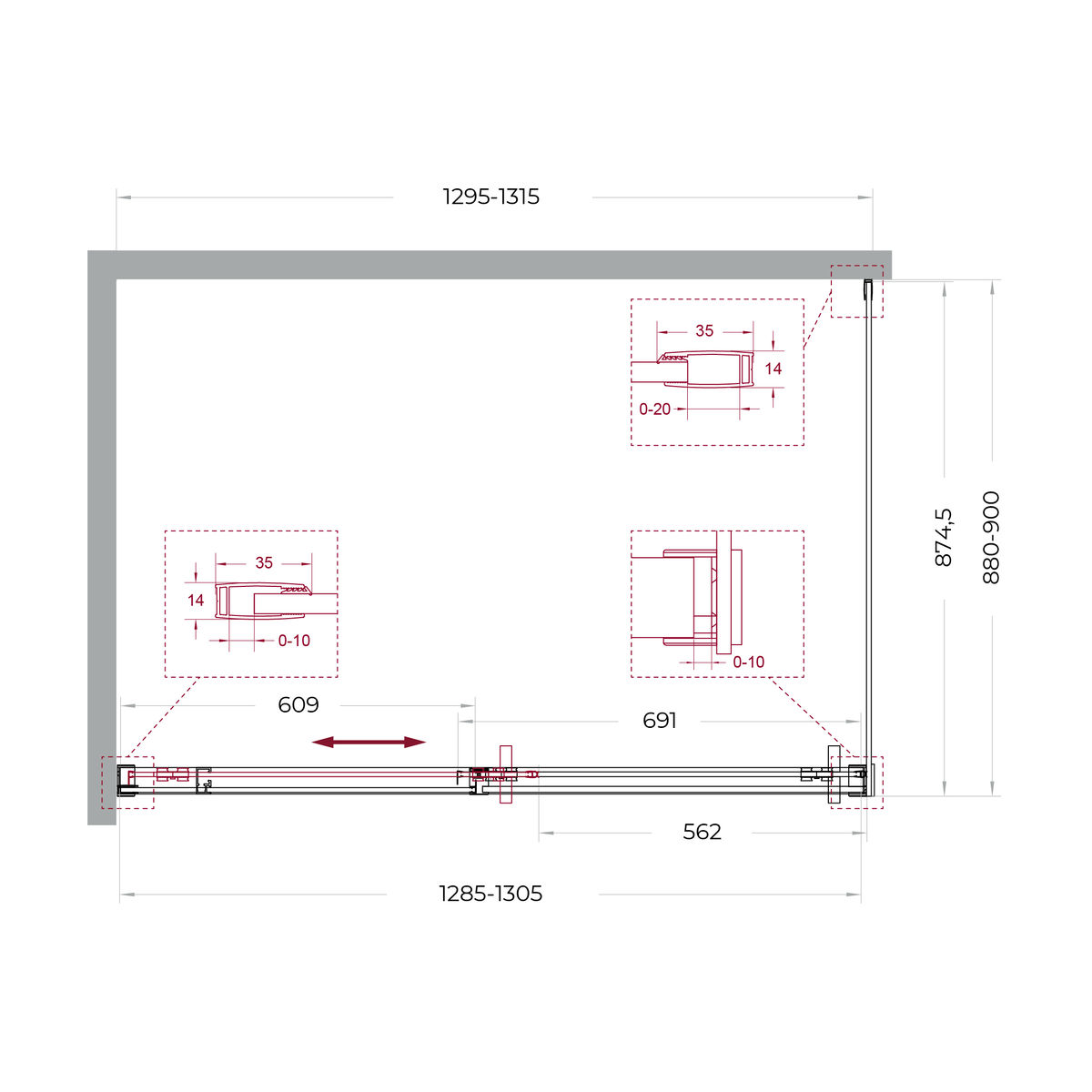 Душевой уголок BelBagno SOFT_CLOSE-1-AH-1-130/90-C-Cr
