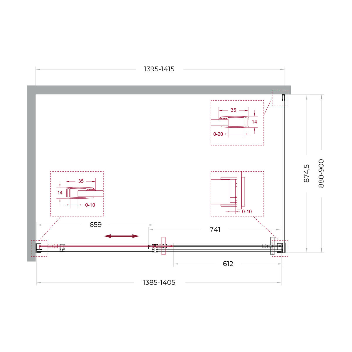 Душевой уголок BelBagno SOFT_CLOSE-1-AH-1-140/90-C-Cr