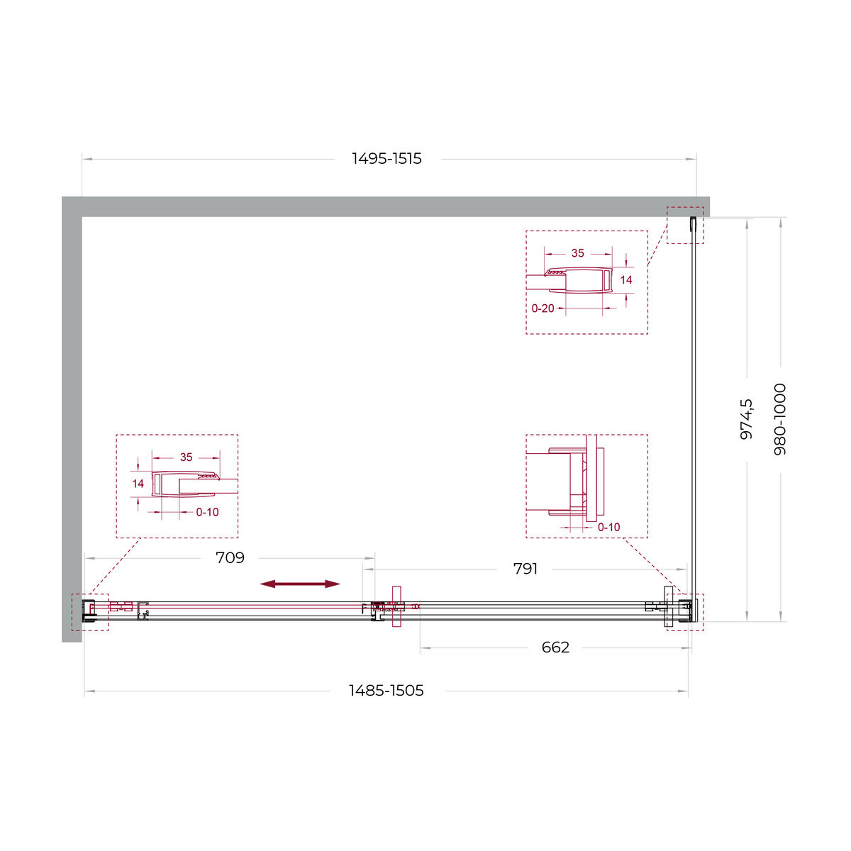 Душевой уголок BelBagno SOFT_CLOSE-1-AH-1-150/100-C-Cr