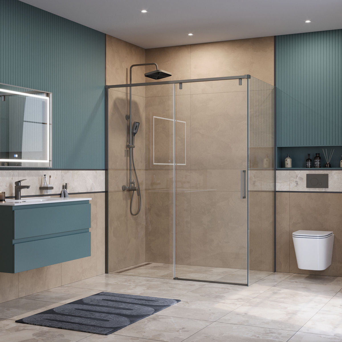 Душевой уголок BelBagno SOFT_CLOSE-1-AH-1-150/80-C-GM