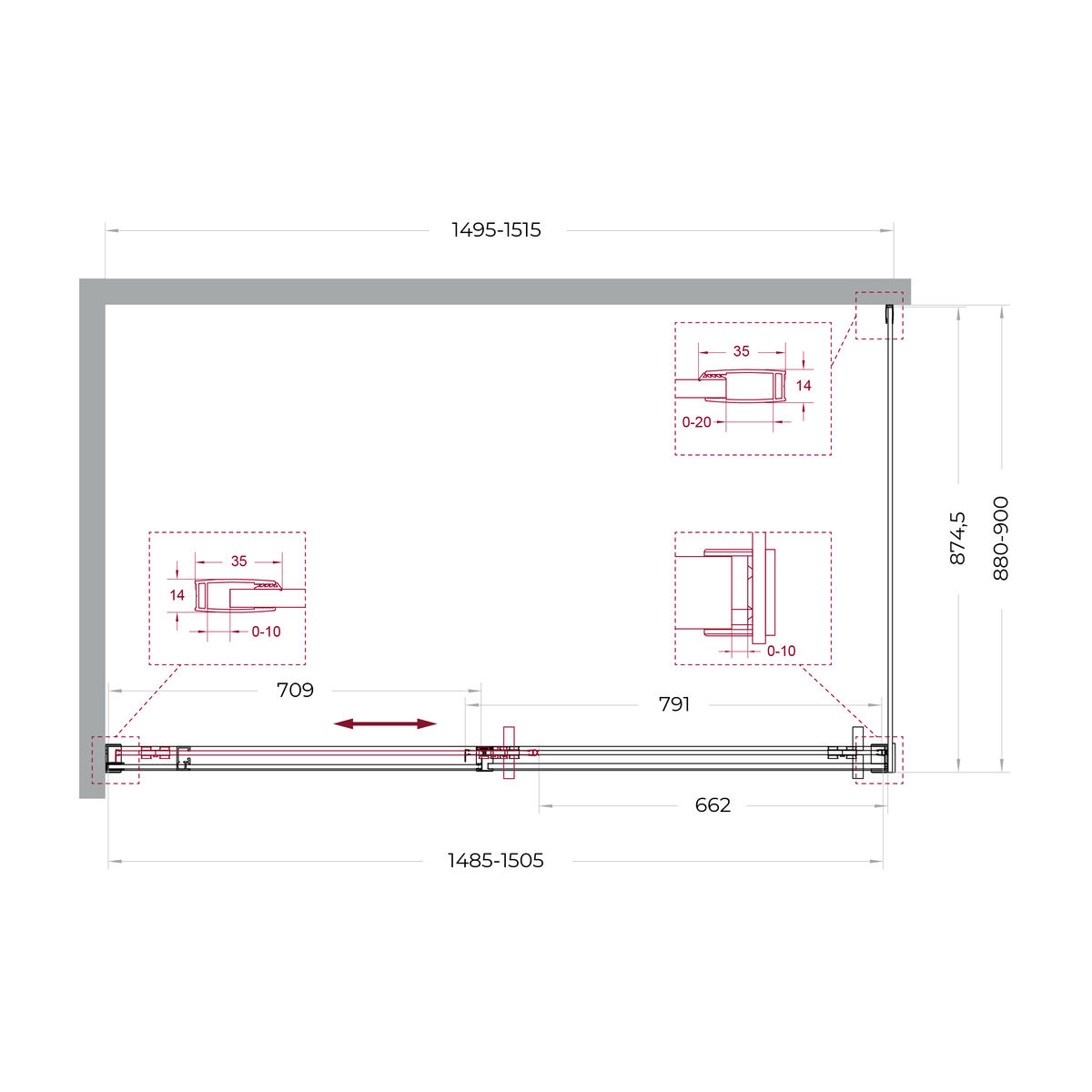 Душевой уголок BelBagno SOFT_CLOSE-1-AH-1-150/90-C-Cr