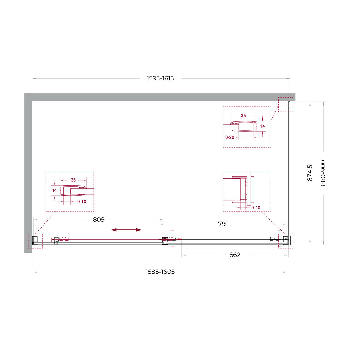 Душевой уголок BelBagno SOFT_CLOSE-1-AH-1-160/90-C-Cr
