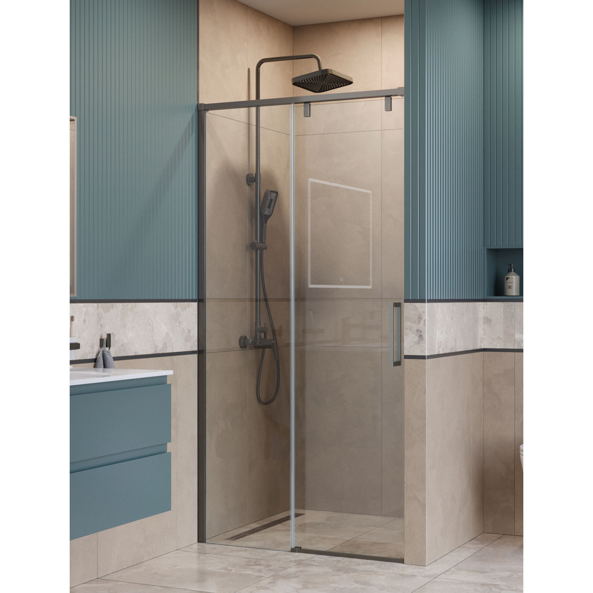 Душевая дверь BelBagno SOFT_CLOSE-1-BF-1-100-C-GM