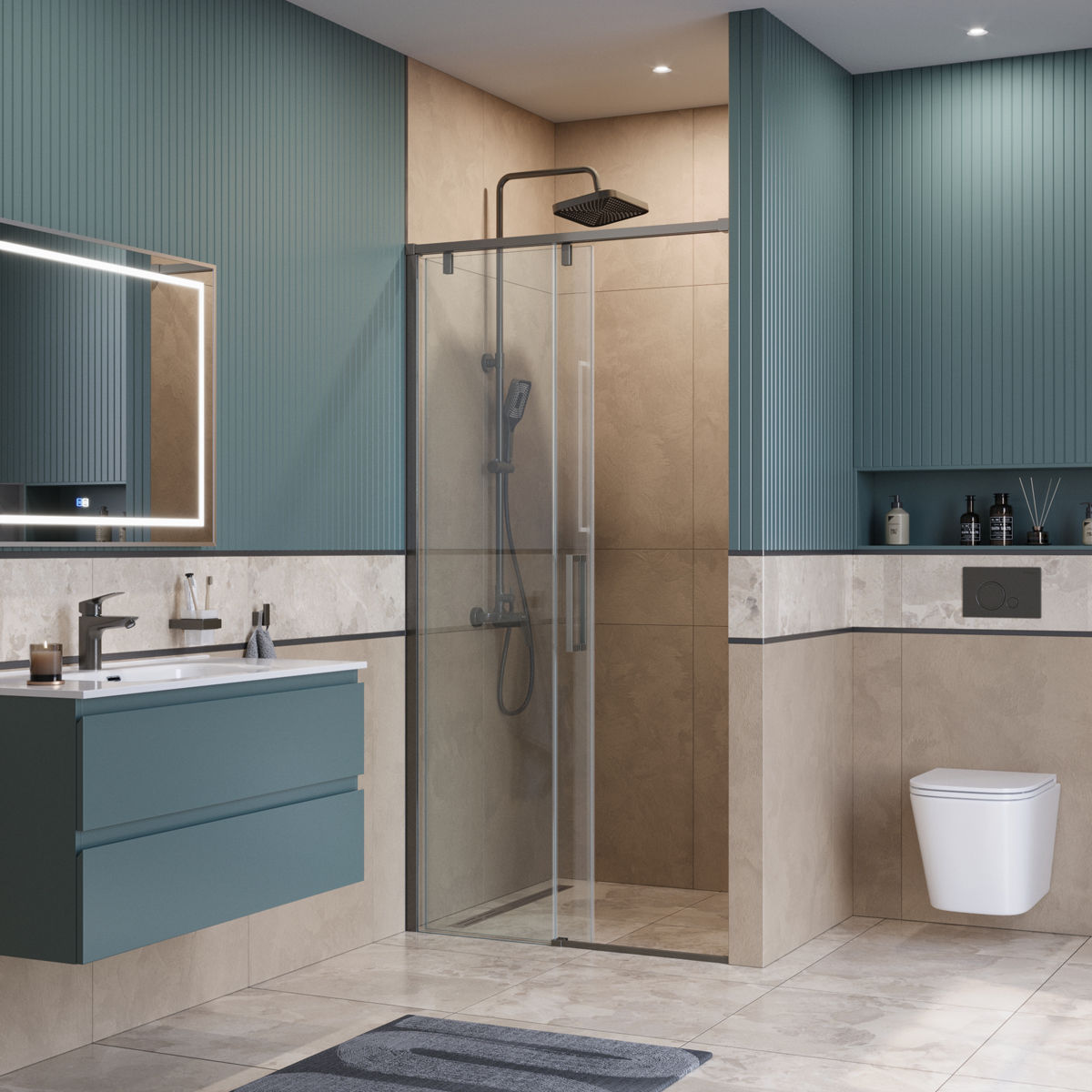 Душевая дверь BelBagno SOFT_CLOSE-1-BF-1-100-C-GM
