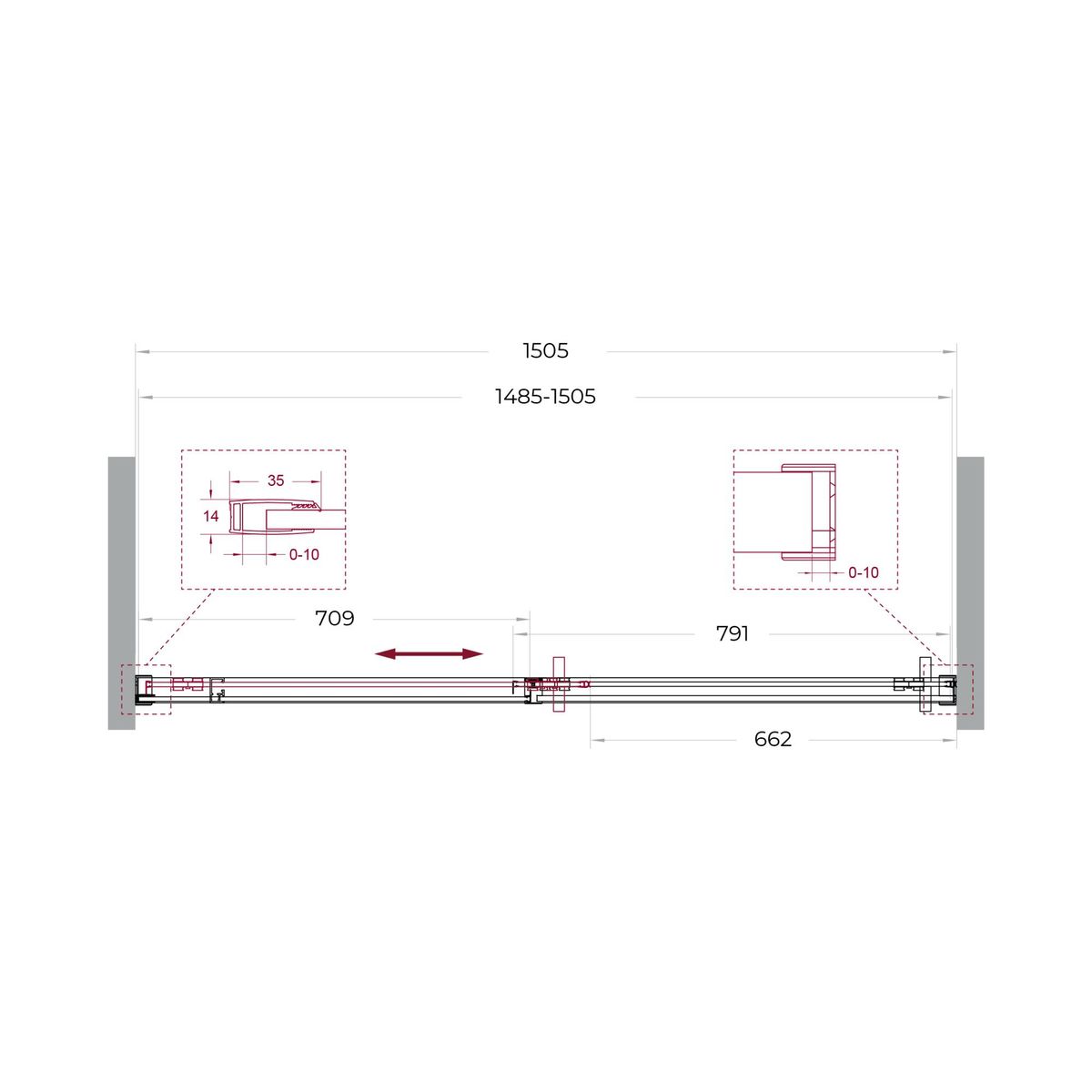 Душевая дверь BelBagno SOFT_CLOSE-1-BF-1-150-C-GM