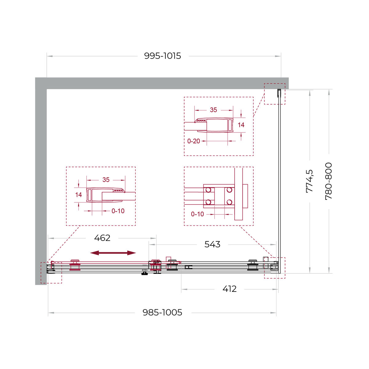 Душевой уголок BelBagno SOFT_CLOSE-2-AH-1-100/80-C-Cr