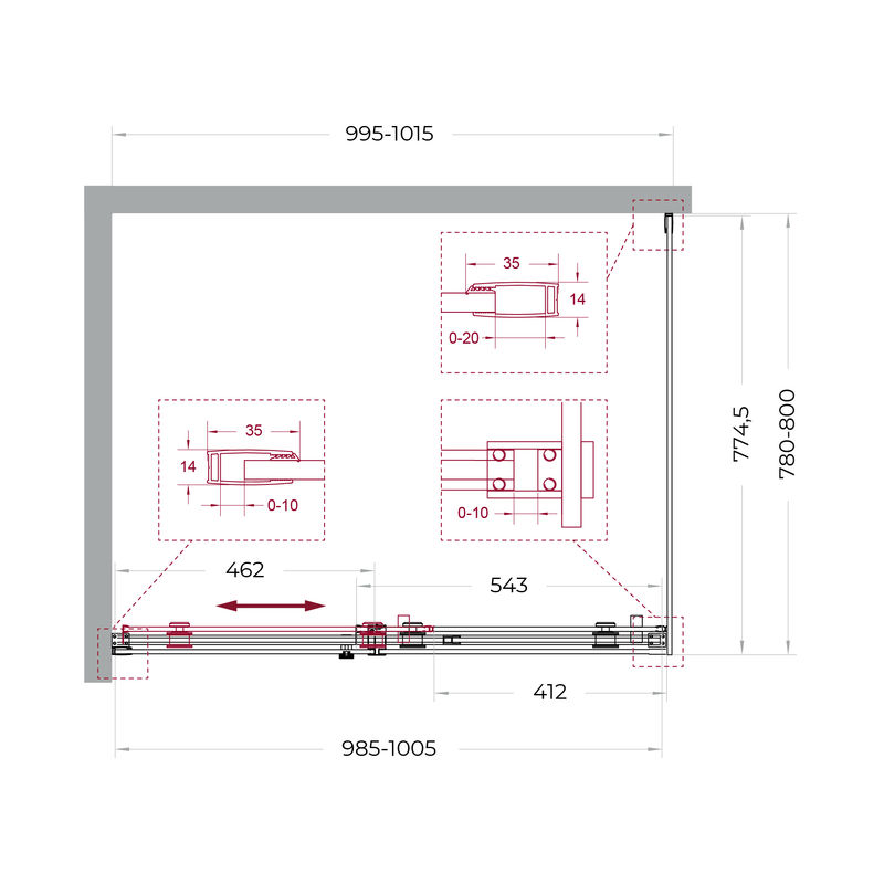 Душевой уголок BelBagno SOFT_CLOSE-2-AH-1-100/80-C-GM