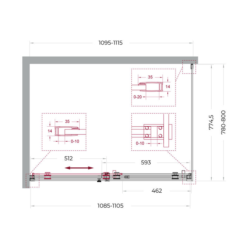 Душевой уголок BelBagno SOFT_CLOSE-2-AH-1-110/80-C-GM