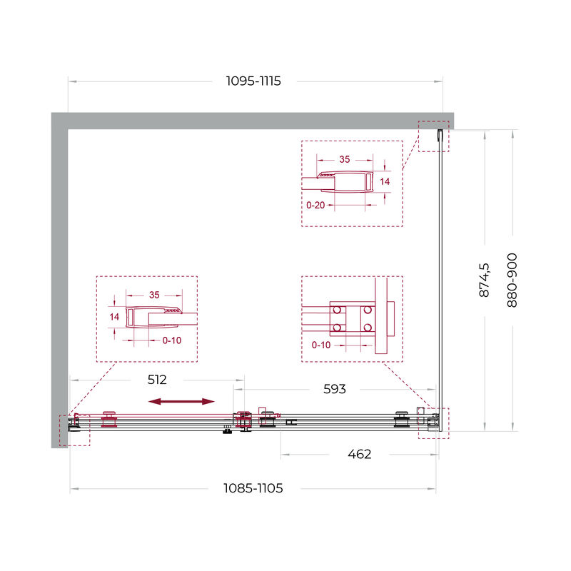 Душевой уголок BelBagno SOFT_CLOSE-2-AH-1-110/90-C-Cr