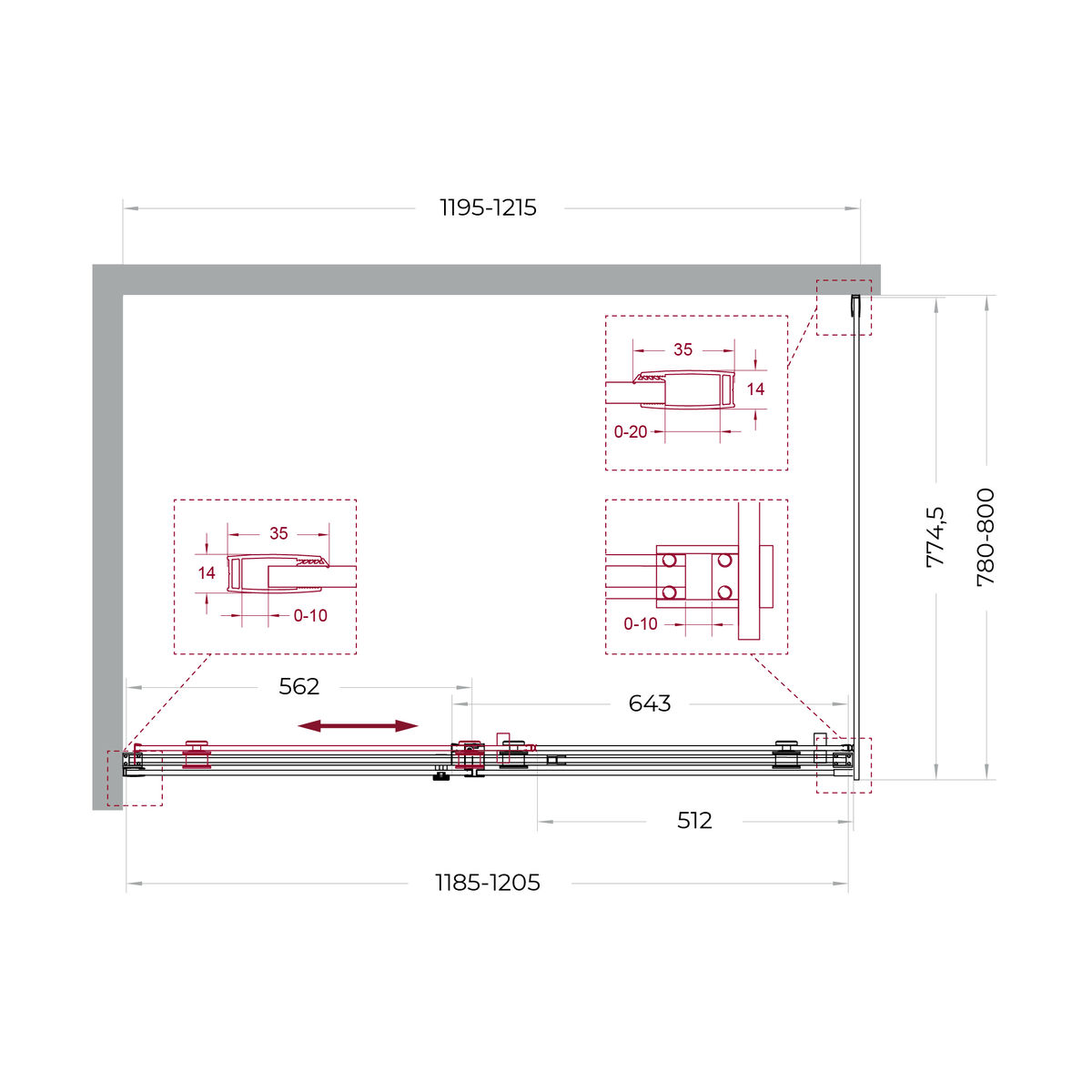 Душевой уголок BelBagno SOFT_CLOSE-2-AH-1-120/80-C-Cr