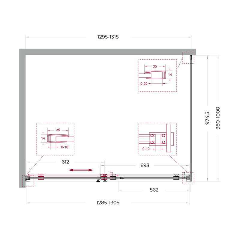 Душевой уголок BelBagno SOFT_CLOSE-2-AH-1-130/100-C-GM