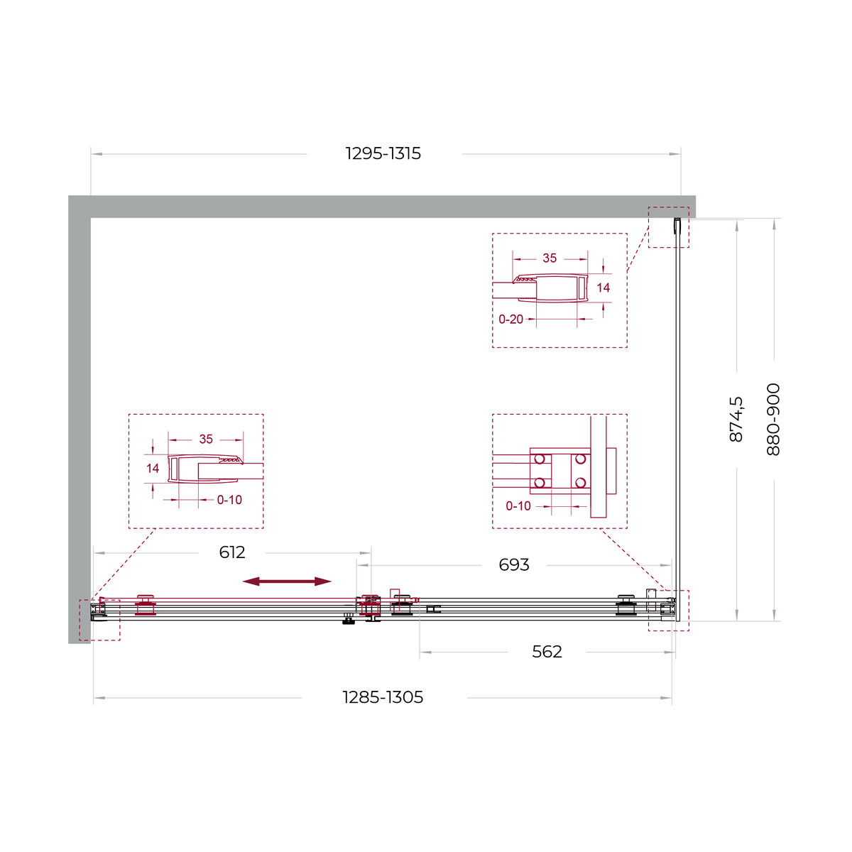 Душевой уголок BelBagno SOFT_CLOSE-2-AH-1-130/90-C-Cr