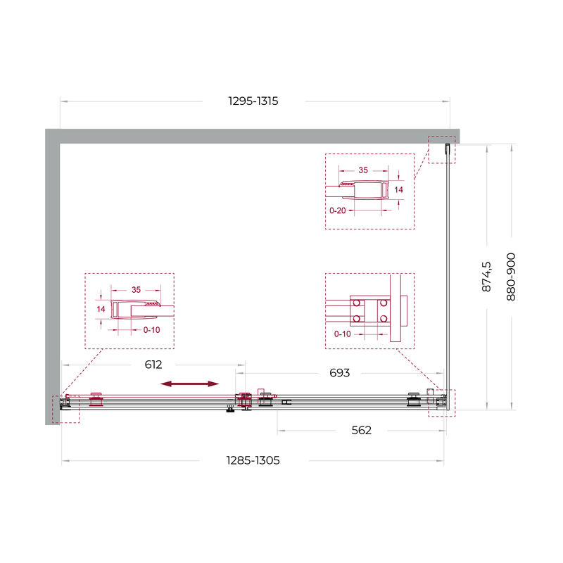 Душевой уголок BelBagno SOFT_CLOSE-2-AH-1-130/90-C-GM