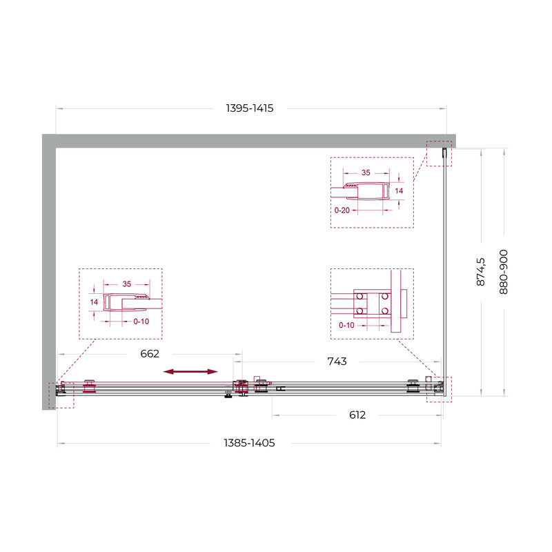 Душевой уголок BelBagno SOFT_CLOSE-2-AH-1-140/90-C-GM