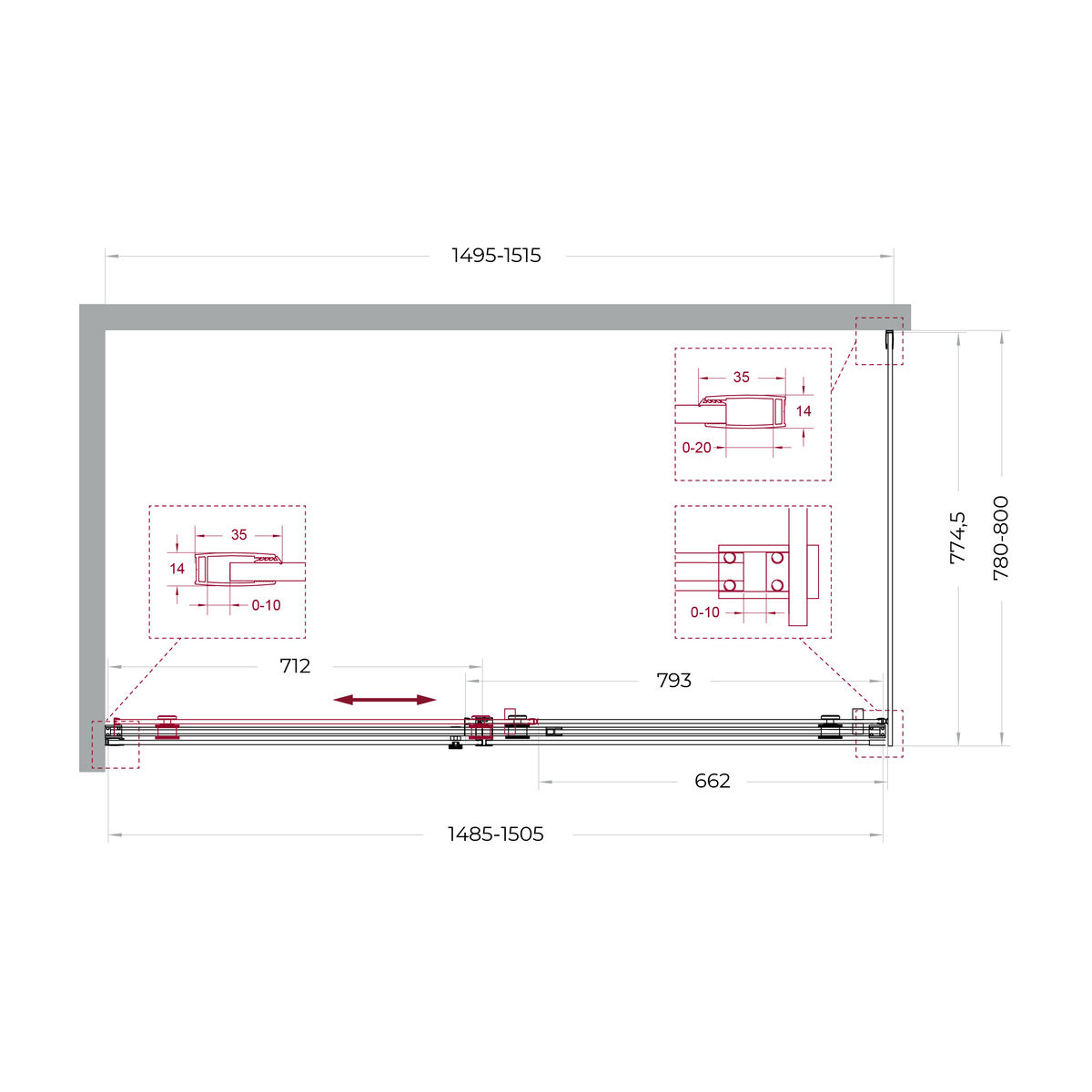 Душевой уголок BelBagno SOFT_CLOSE-2-AH-1-150/80-C-Cr