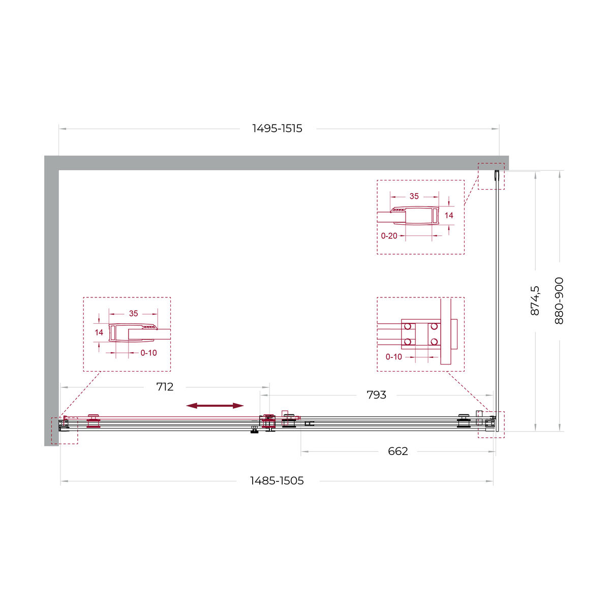 Душевой уголок BelBagno SOFT_CLOSE-2-AH-1-150/90-C-Cr