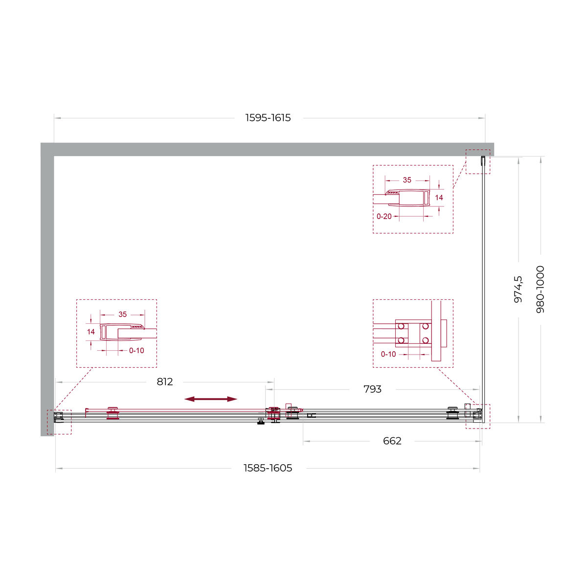 Душевой уголок BelBagno SOFT_CLOSE-2-AH-1-160/100-C-Cr