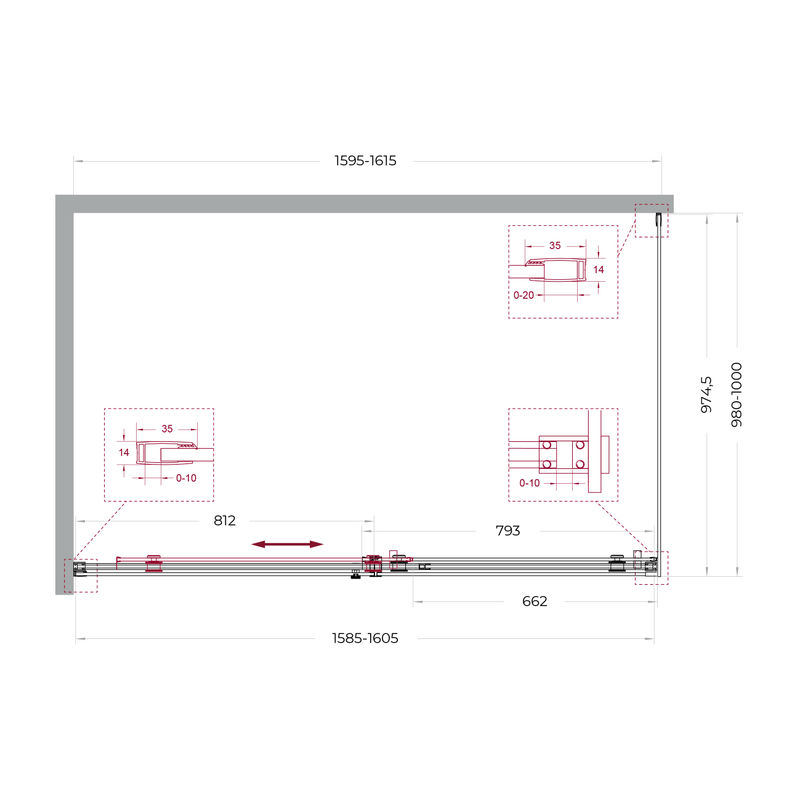 Душевой уголок BelBagno SOFT_CLOSE-2-AH-1-160/100-C-GM