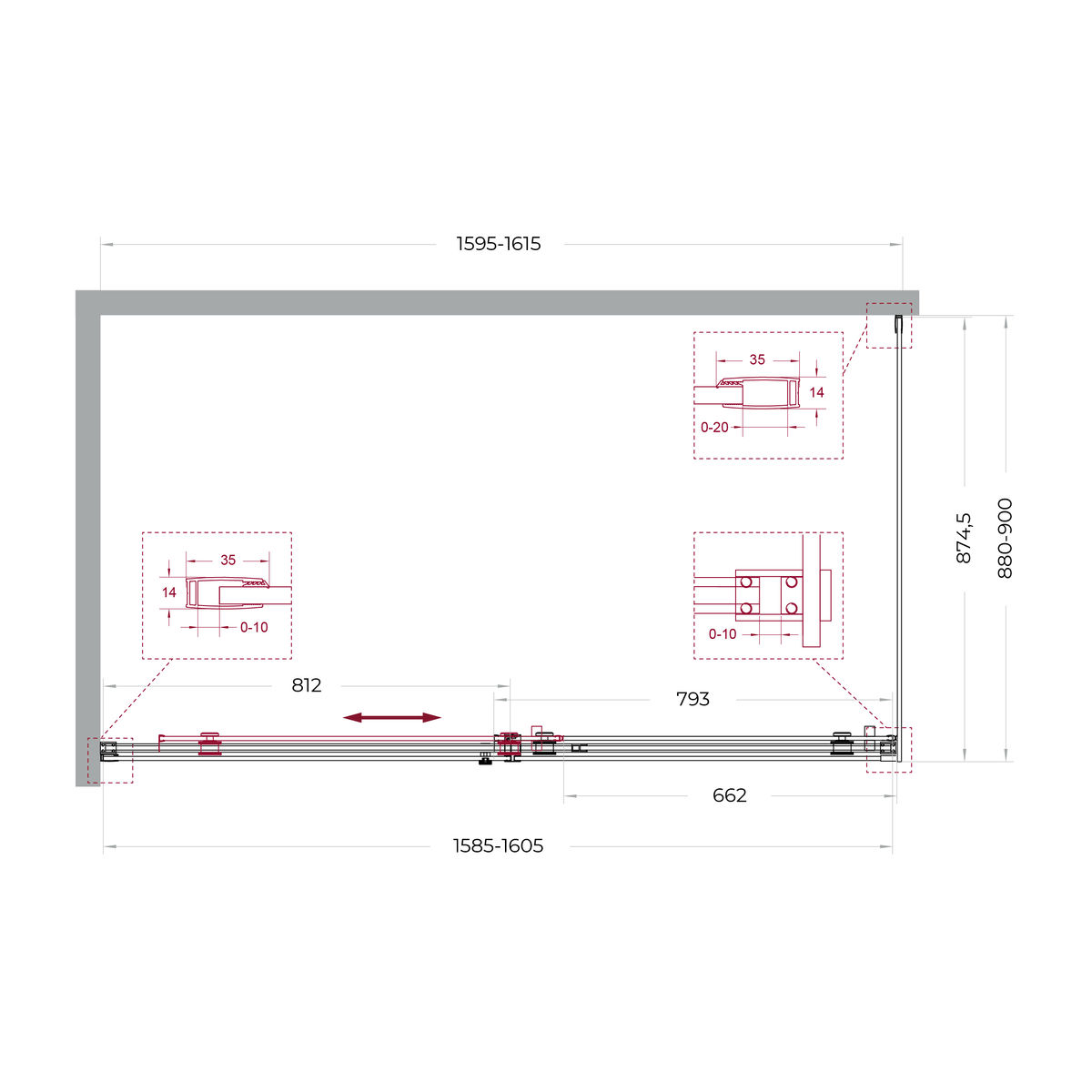 Душевой уголок BelBagno SOFT_CLOSE-2-AH-1-160/90-C-Cr