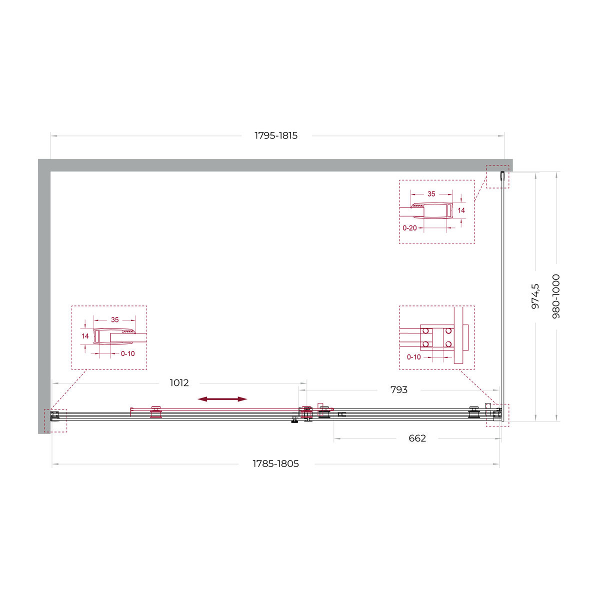 Душевой уголок BelBagno SOFT_CLOSE-2-AH-1-180/100-C-Cr