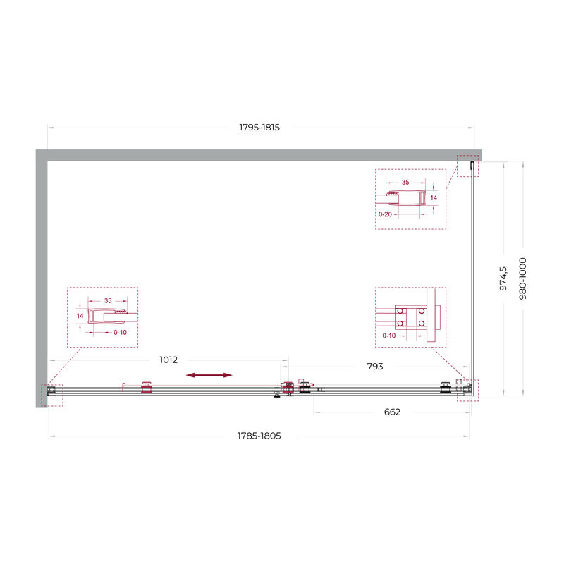 Душевой уголок BelBagno SOFT_CLOSE-2-AH-1-180/100-C-Cr