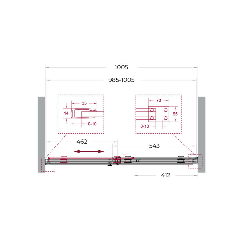 Душевая дверь BelBagno SOFT_CLOSE-2-BF-1-100-C-GM