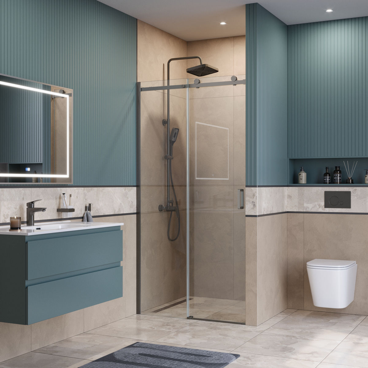 Душевая дверь BelBagno SOFT_CLOSE-2-BF-1-100-C-GM
