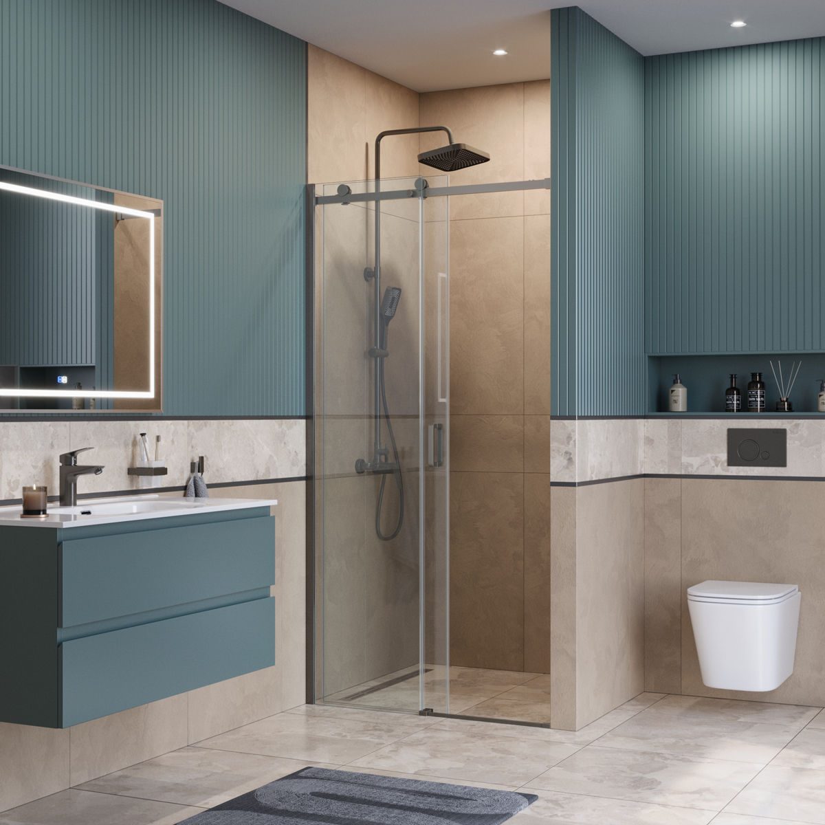 Душевая дверь BelBagno SOFT_CLOSE-2-BF-1-130-C-GM