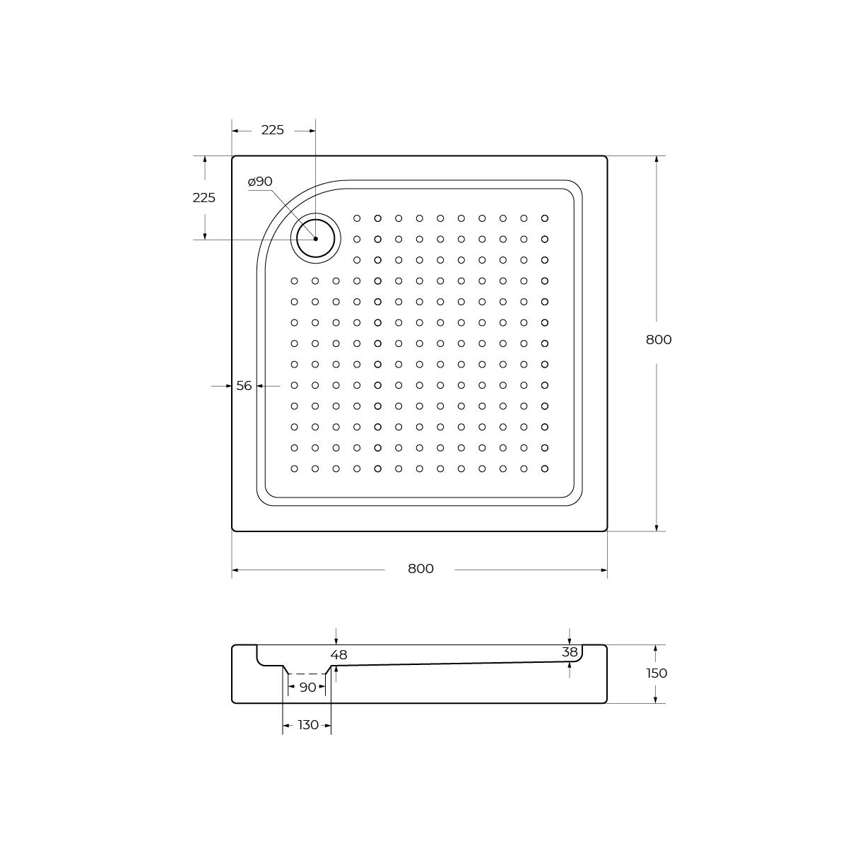 Акриловый поддон BelBagno TRAY-BB-A-80-15-W