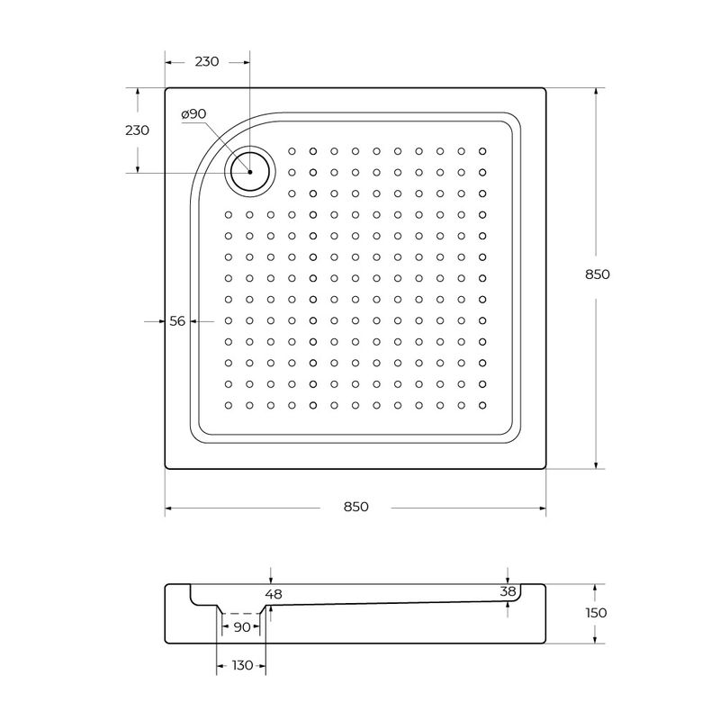 Душевой поддон BelBagno TRAY-BB-A-85-15-W акриловый