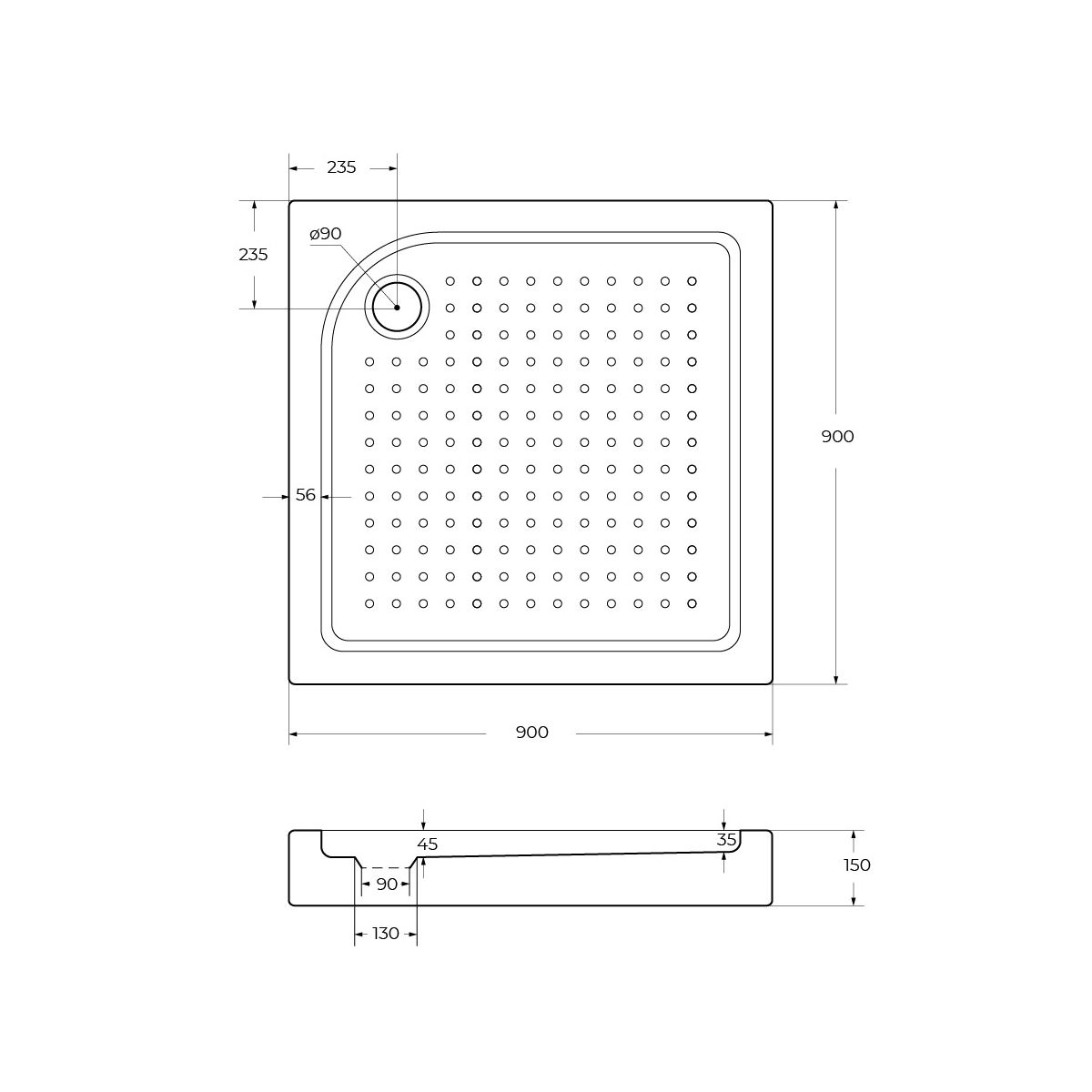Акриловый поддон BelBagno TRAY-BB-A-90-15-W