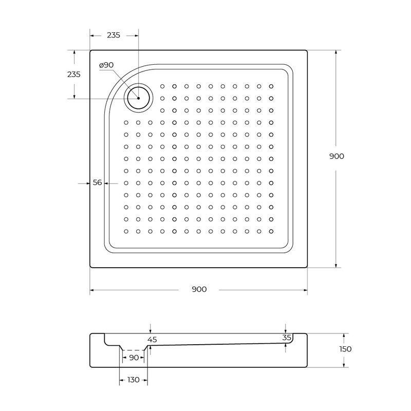 Душевой поддон BelBagno TRAY-BB-A-90-15-W акриловый