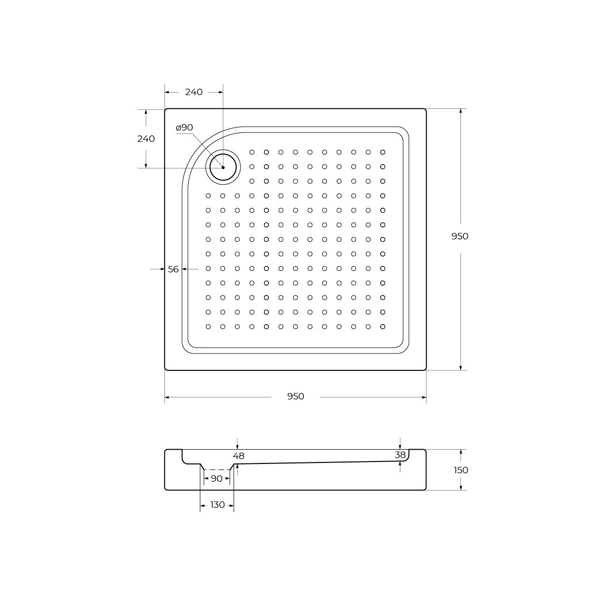Акриловый поддон BelBagno TRAY-BB-A-95-15-W