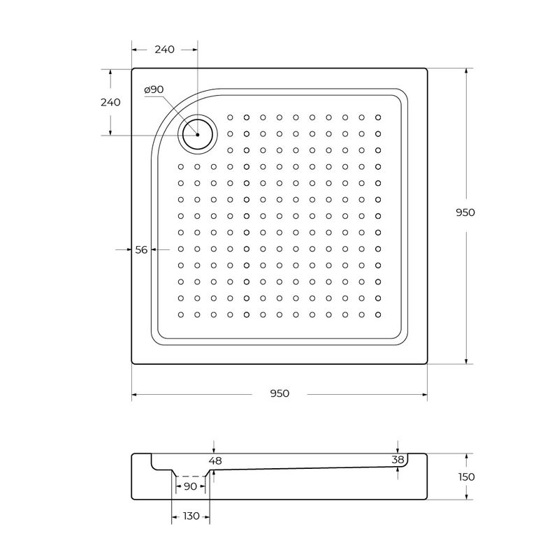 Душевой поддон BelBagno TRAY-BB-A-95-15-W акриловый