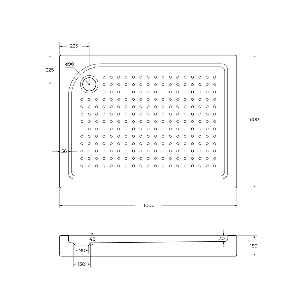 Акриловый поддон BelBagno TRAY-BB-AH-100/80-15-W-L
