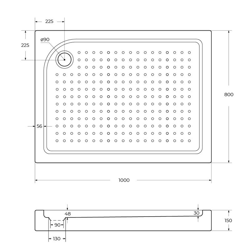 Душевой поддон BelBagno TRAY-BB-AH-100/80-15-W-L акриловый