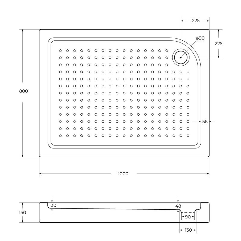 Душевой поддон BelBagno TRAY-BB-AH-100/80-15-W-R акриловый