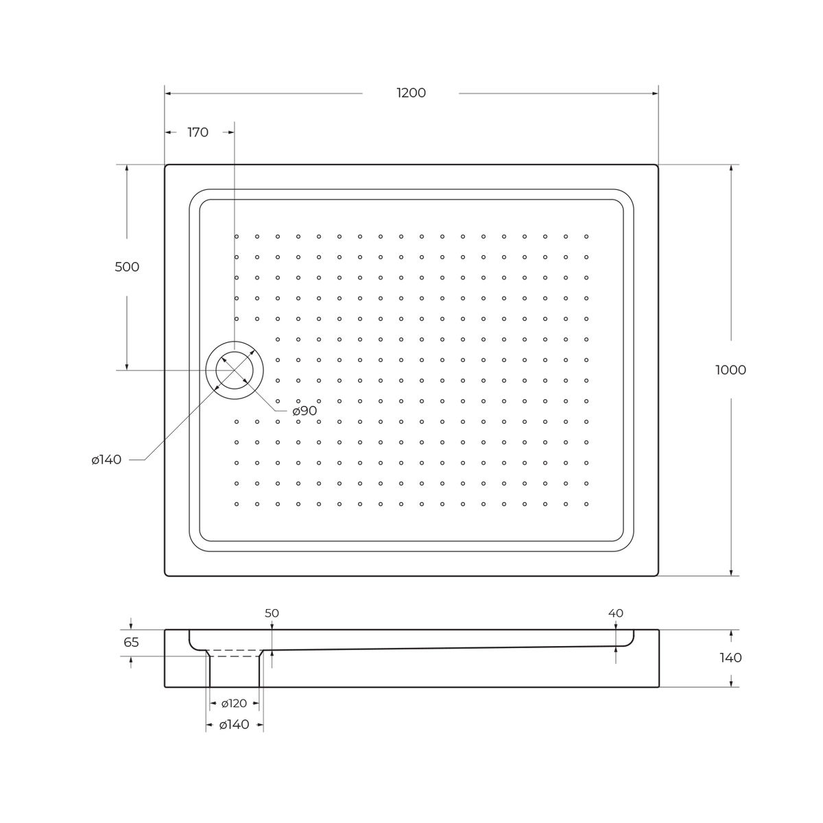 Акриловый поддон BelBagno TRAY-BB-AH-120/100-15-W