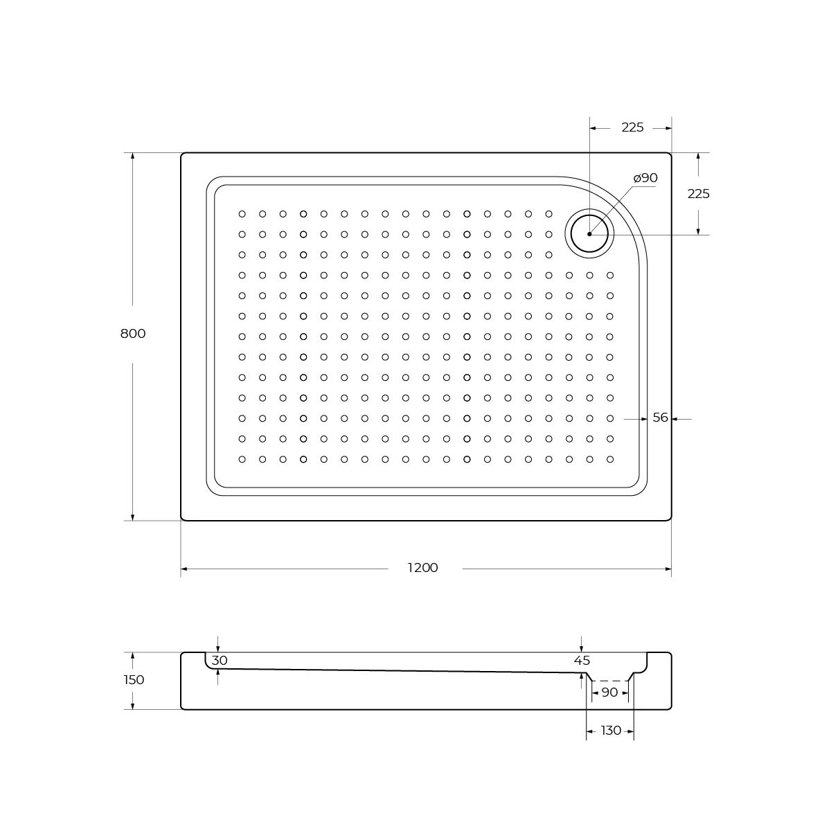 Акриловый поддон BelBagno TRAY-BB-AH-120/80-15-W-R