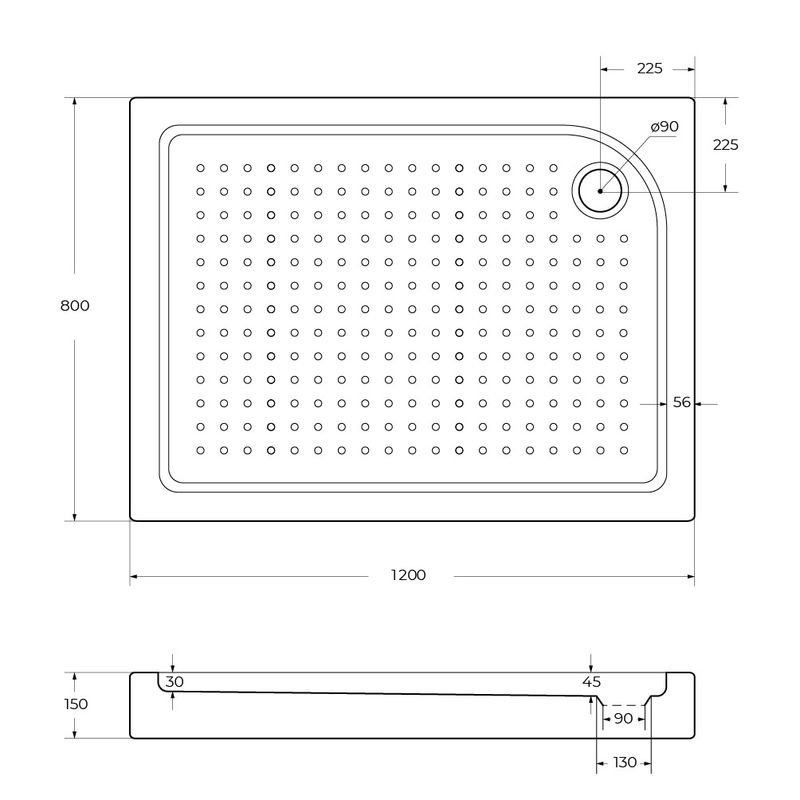 Душевой поддон BelBagno TRAY-BB-AH-120/80-15-W-R акриловый